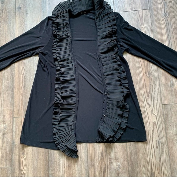 90’Ladies Black Ruffle front jacket L - Picture 6 of 9
